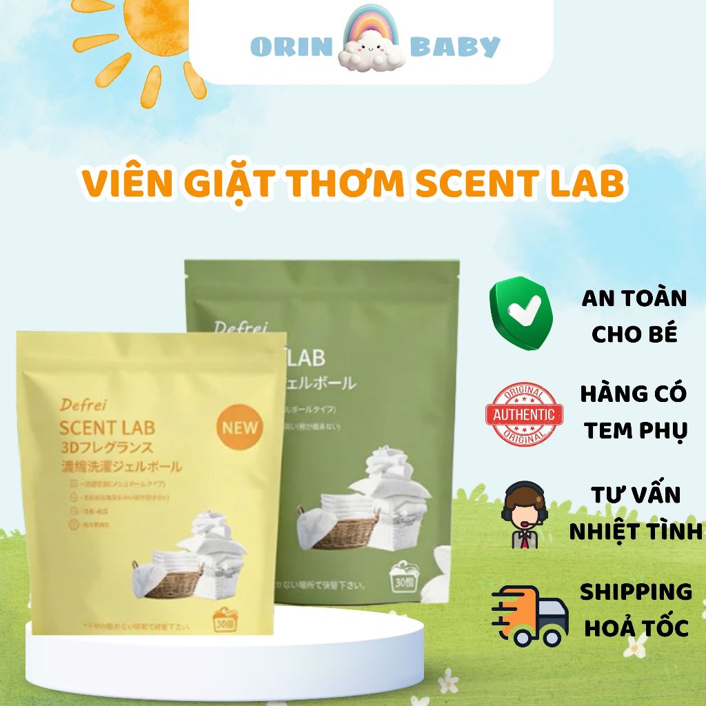 Viên giặt quần áo Scent Lab , gói 30 viên giặt xả quần áo 5 trong 1, nước giặt Scent Lab sạch thơm l