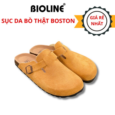 Dép Đế Trấu Kiểu Dáng Sục Boston Da Bò lộn nguyên tấm Thương Hiệu Bioline Unisex Nam Nữ - SDL