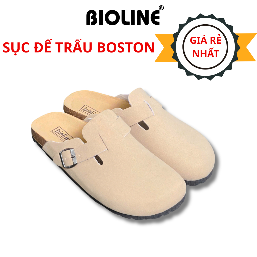 Dép Sục Đế Trấu Birken Boston quai Da Lộn Thương Hiệu BIOLINE - SGD