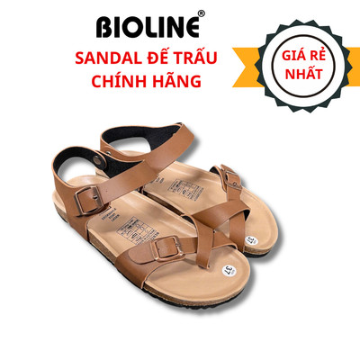 Sandal Đế Trấu Unisex Nam NữBIOLINE Official Quai Da Pu Đan Chéo Xỏ Ngón - PUK14