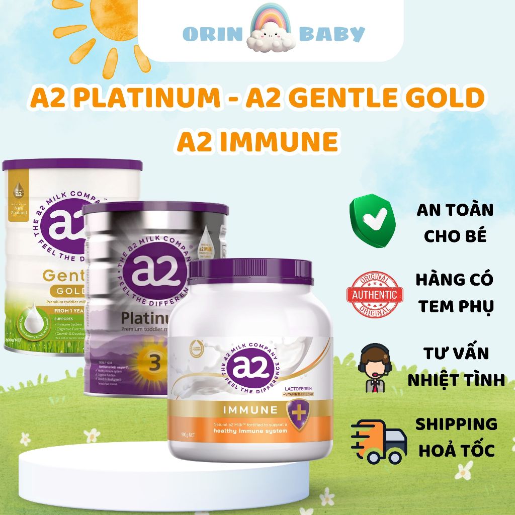 Sữa công thức A2 platinum - A2 gentle gold - A2 immune đủ số giúp bé phát triển toàn diện - Orin Bab
