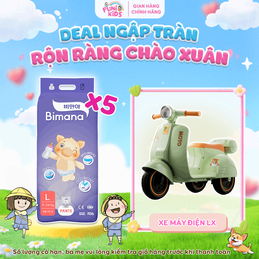 Combo bỉm Bimana Hàn Quốc tặng xe máy điện LX