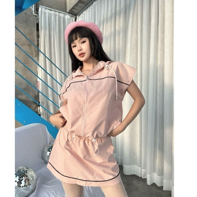 Set áo váy dù Cara club màu hồng size M