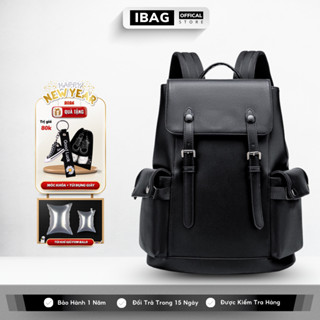 Balo da nam nữ IBAG chất liệu da PU cao cấp chống nước chống bụi cặp học sinh đi học đi chơi đựng laptop 15.6 inh