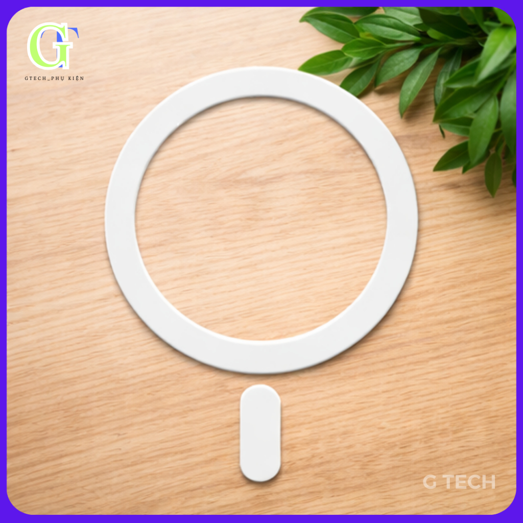 Vòng kim loại trắng có thanh nhỏ định vị hỗ trợ từ tính dán điện thoại – Gắn Giá Đỡ ô tô_GTech