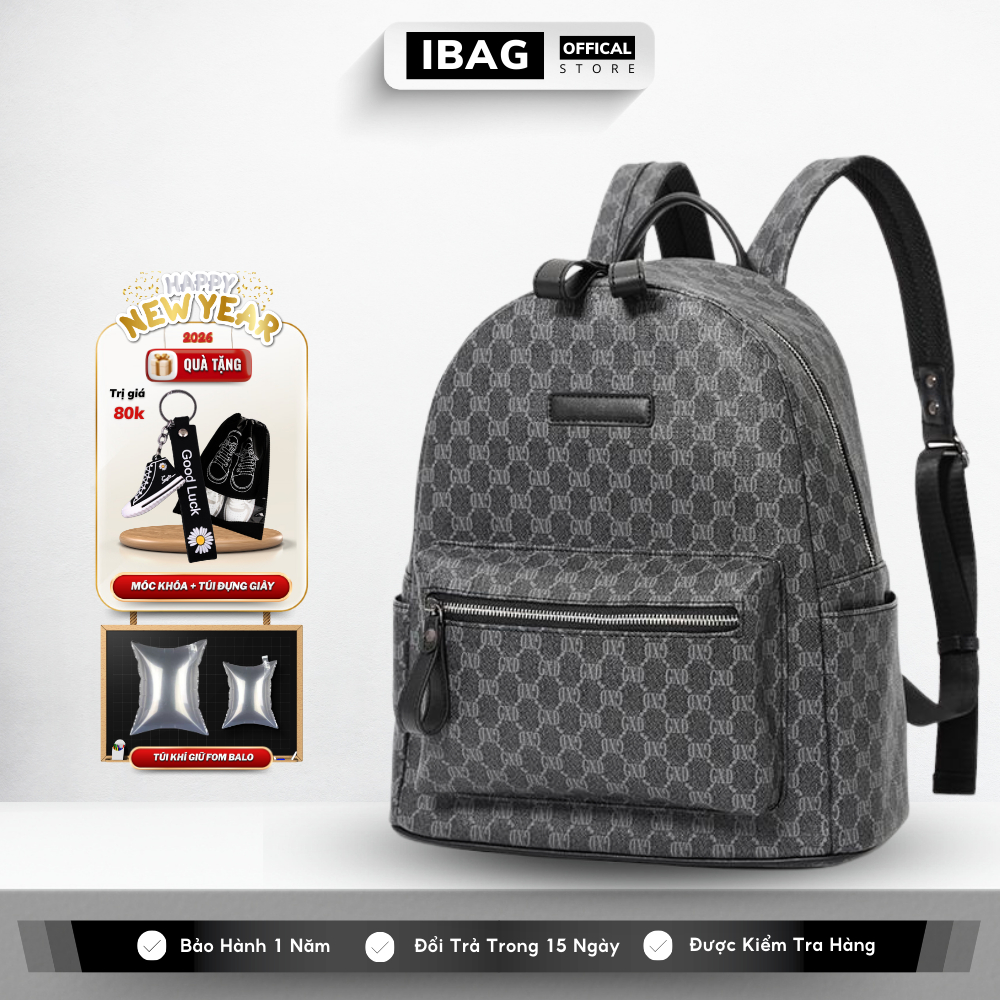Balo Da Đi Học IBAG Balô Da Thời Trang Nam Nữ Cặp Da Pu Cao Cấp Ba Lô Da Cặp Đi Học Ulzzang Balo Đựng Laptop 14 Inh