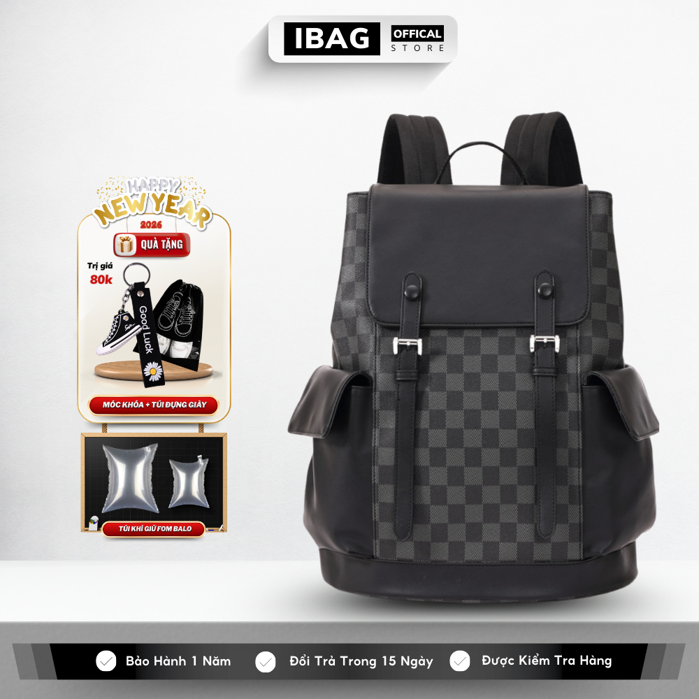 Balo da nam nữ IBAG chất liệu da PU cao cấp chống nước chống bụi cặp học sinh đi học đi chơi đựng laptop 15.6 inh