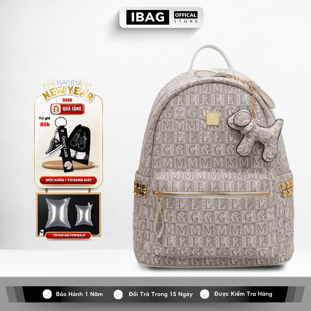 Balo Da Đi Học IBAG Balô Da Thời Trang Nam Nữ Cặp Da Pu Cao Cấp Ba Lô Da Cặp Đi Học Ulzzang Balo Đựng Laptop 14 Inh