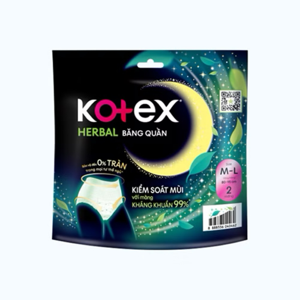 Băng vệ sinh Kotex Herbal dạng quần size ML (2 miếng)