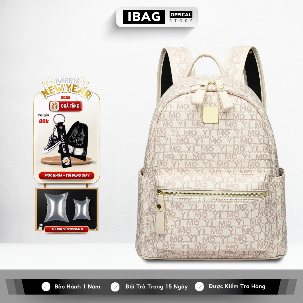 Balo Da Đi Học IBAG Balô Da Thời Trang Nam Nữ Cặp Da Pu Cao Cấp Ba Lô Da Cặp Đi Học Balo Đựng Laptop