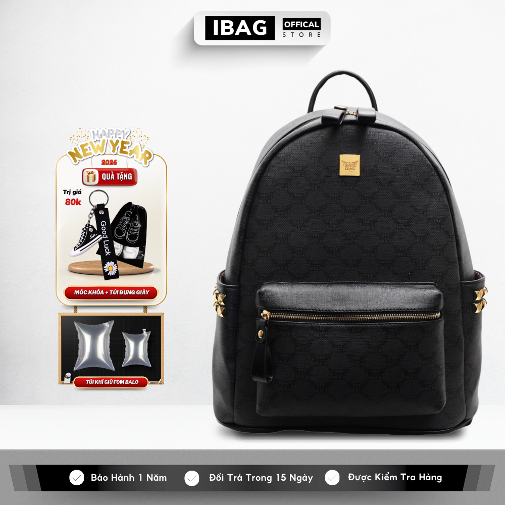 Balo Da Đi Học IBAG Balô Da Thời Trang Nam Nữ Cặp Da Pu Cao Cấp Ba Lô Da Cặp Đi Học Balo Đựng Laptop