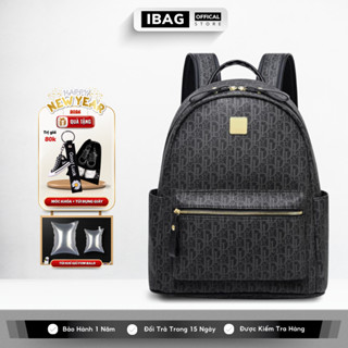 Balo da nam nữ IBAG chất liệu da PU cao cấp chống nước chống bụi cặp học sinh đi học đi chơi đựng laptop 14inh