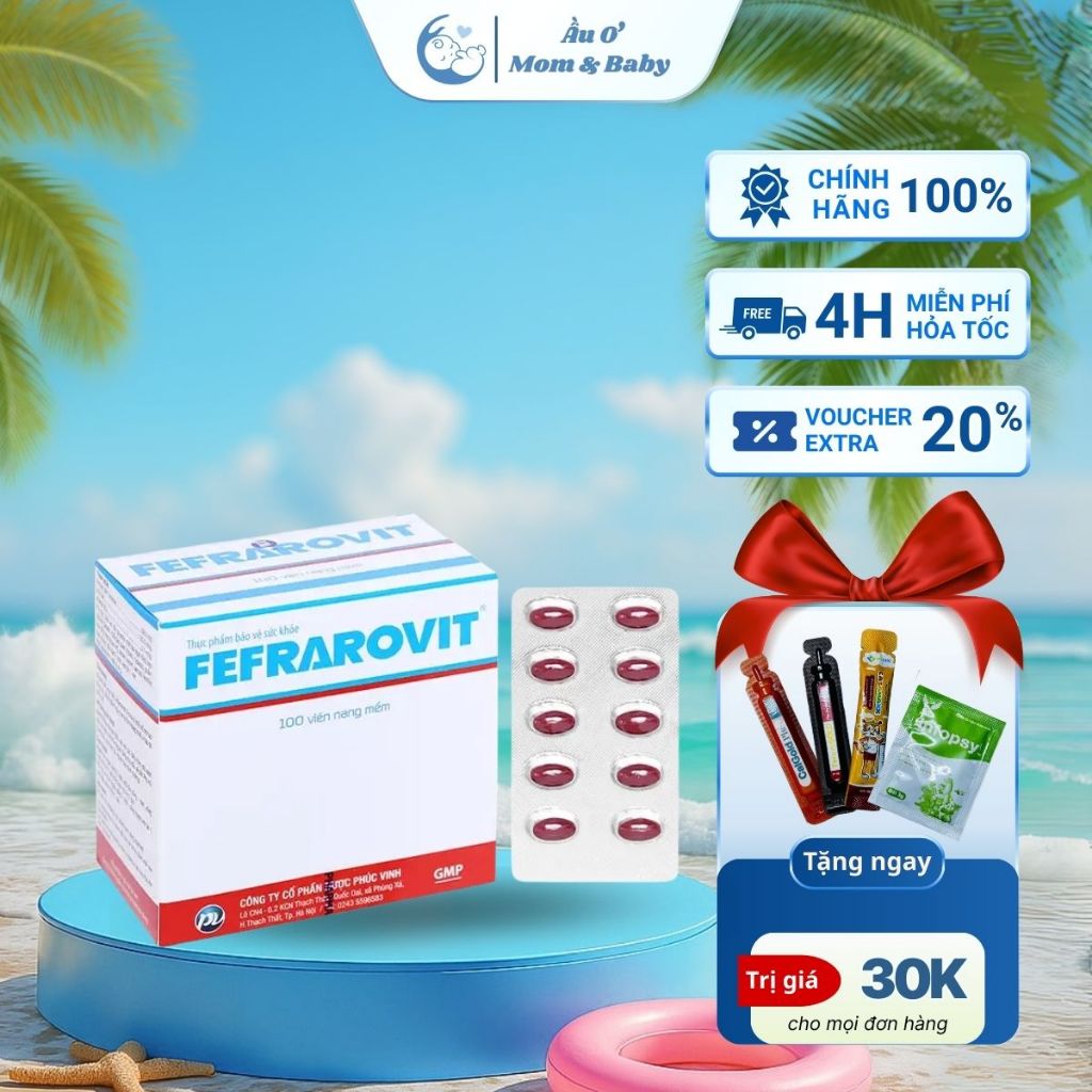 Viên Sắt Bổ Máu Fefrarovit – Giải Pháp Toàn Diện Ngừa Thiếu Máu, Tăng Cường Hồng Cầu (Hộp 100 Viên)