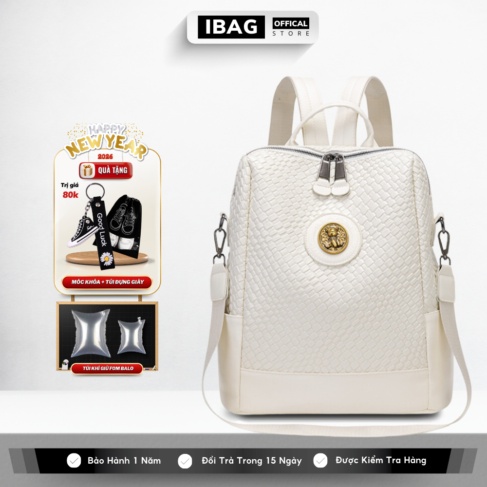 Balo Da Thời Trang Nam Nữ IBAG Balô da Lv Da Pu Cao Cấp Balo Đi Học Đi Chơi Ulzzang chống nước chống