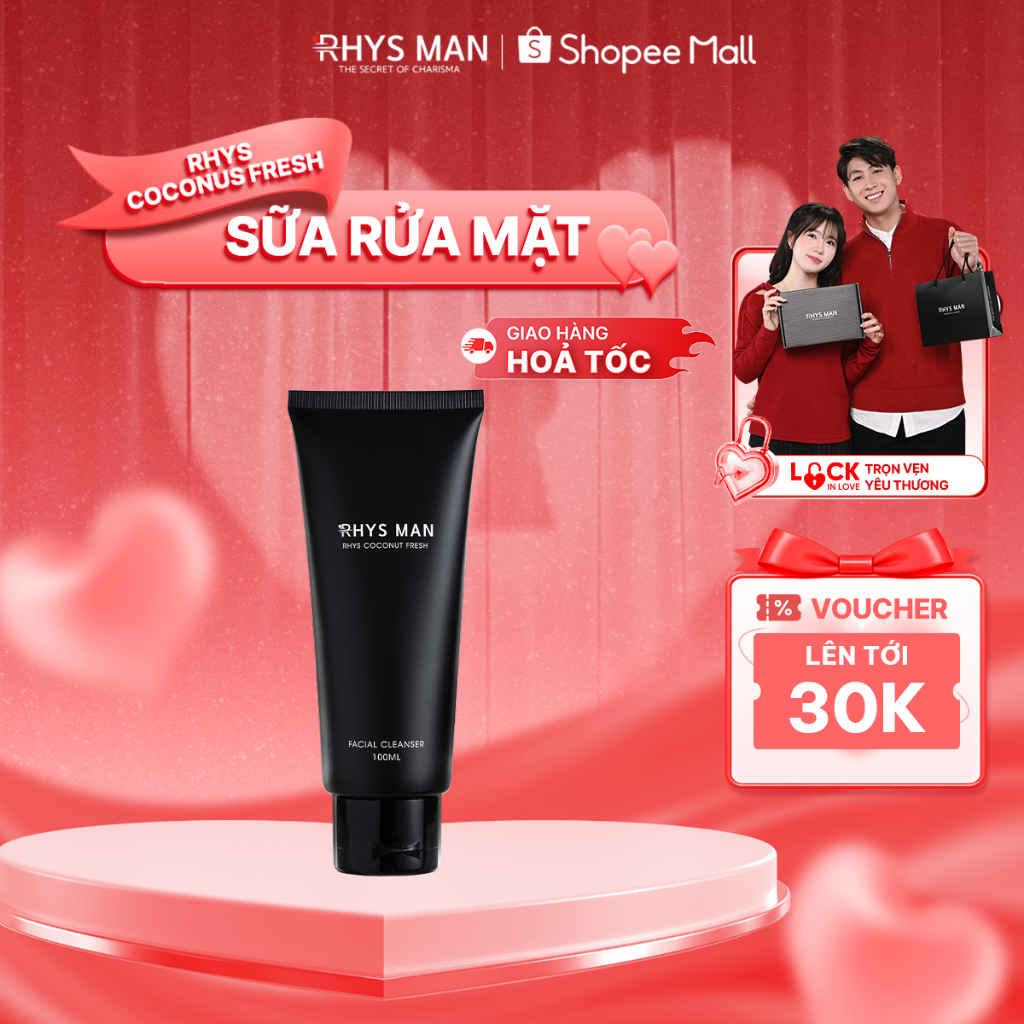 Sữa rửa mặt nam RHYS MAN Rhys Coconut Fresh hương dừa thơm mát 100ml