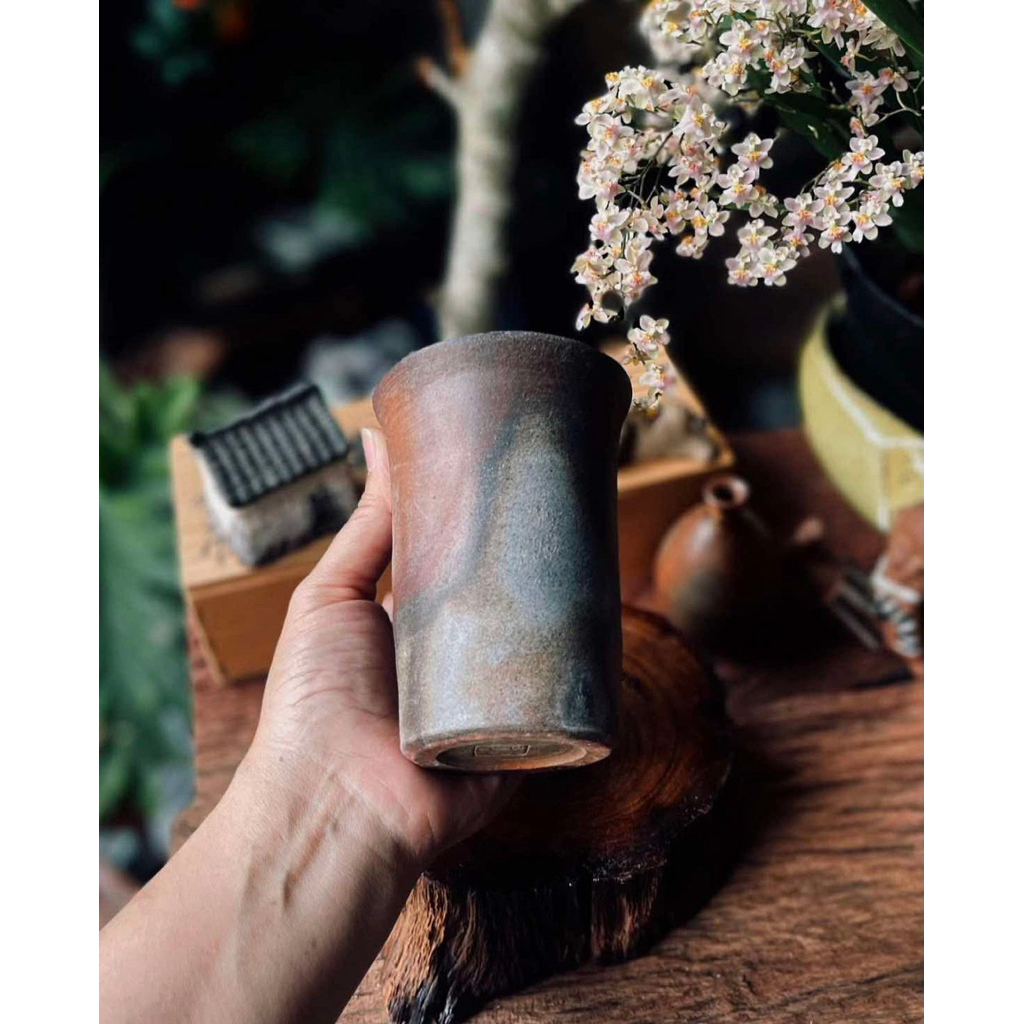 🔥 [BIZEN NHẬT BẢN] Ly Gốm Bizen Hỏa Biến – 10 x 7,5 cm 🔥