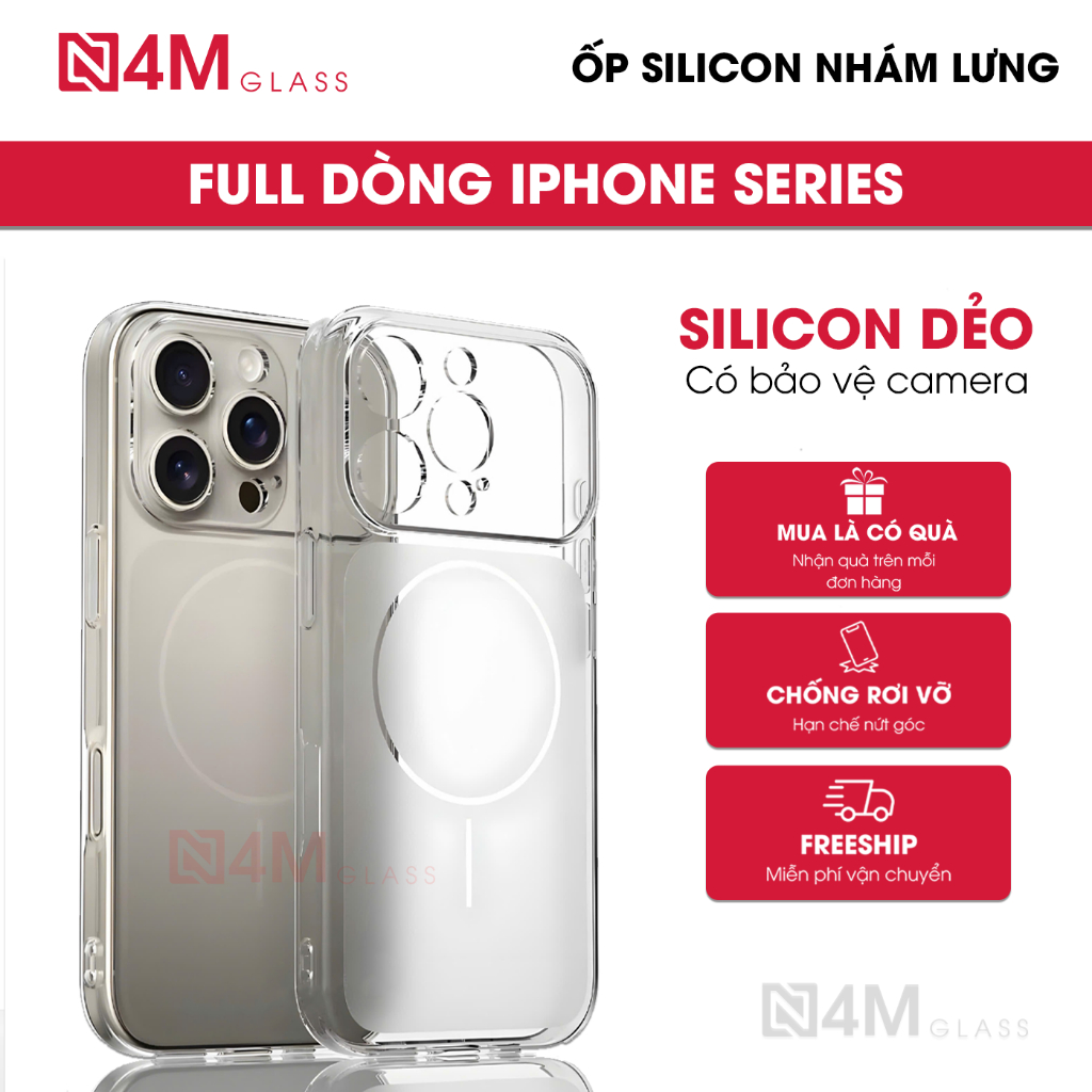 [𝐒𝐈𝐋𝐈𝐂𝐎𝐍] Ốp silicon nhám lưng cho iPhone 17 Promax 16/15/14/13/12/11 Pro/Plus/Promax có màng bảo vệ