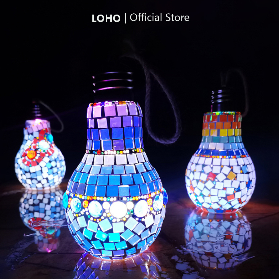 LOHO Bộ Kit DIY bóng đèn thủy tinh bằng đá Mosaic đẹp mắt, trang trí cho không gian lãng mạn