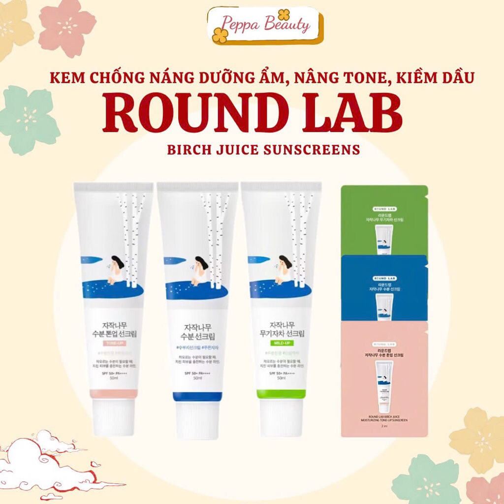 [Có Chiết] Kem chống nắng Round Lab Birch Juice Moisturizing / Tone up / Mild-Up Sun Cream