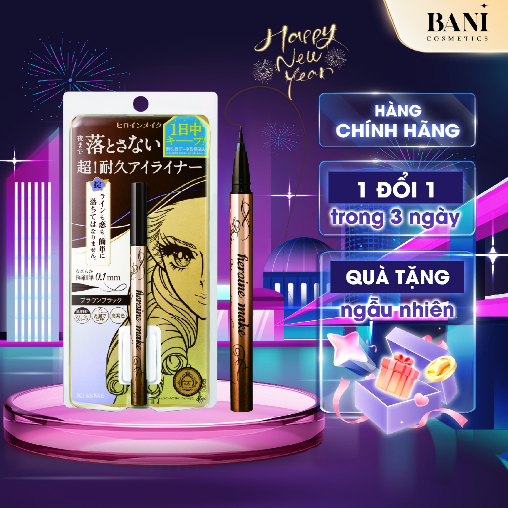 Bút Kẻ Mắt Nước Siêu Bền Nét Kẻ Sắc Mãnh Kissme Heroine Make Eyeliner Rich Keep - Nâu Đen #02