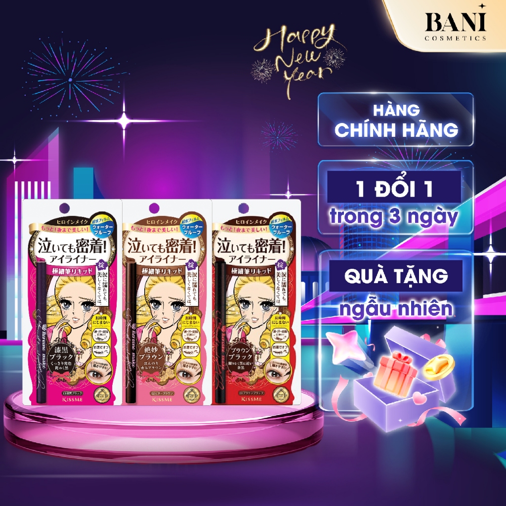 Bút Kẻ Mắt Nước Không Lem Trôi Nét Sắc Mảnh Kissme Heroine Make Eyeliner Smooth Keep ( 3 Màu )