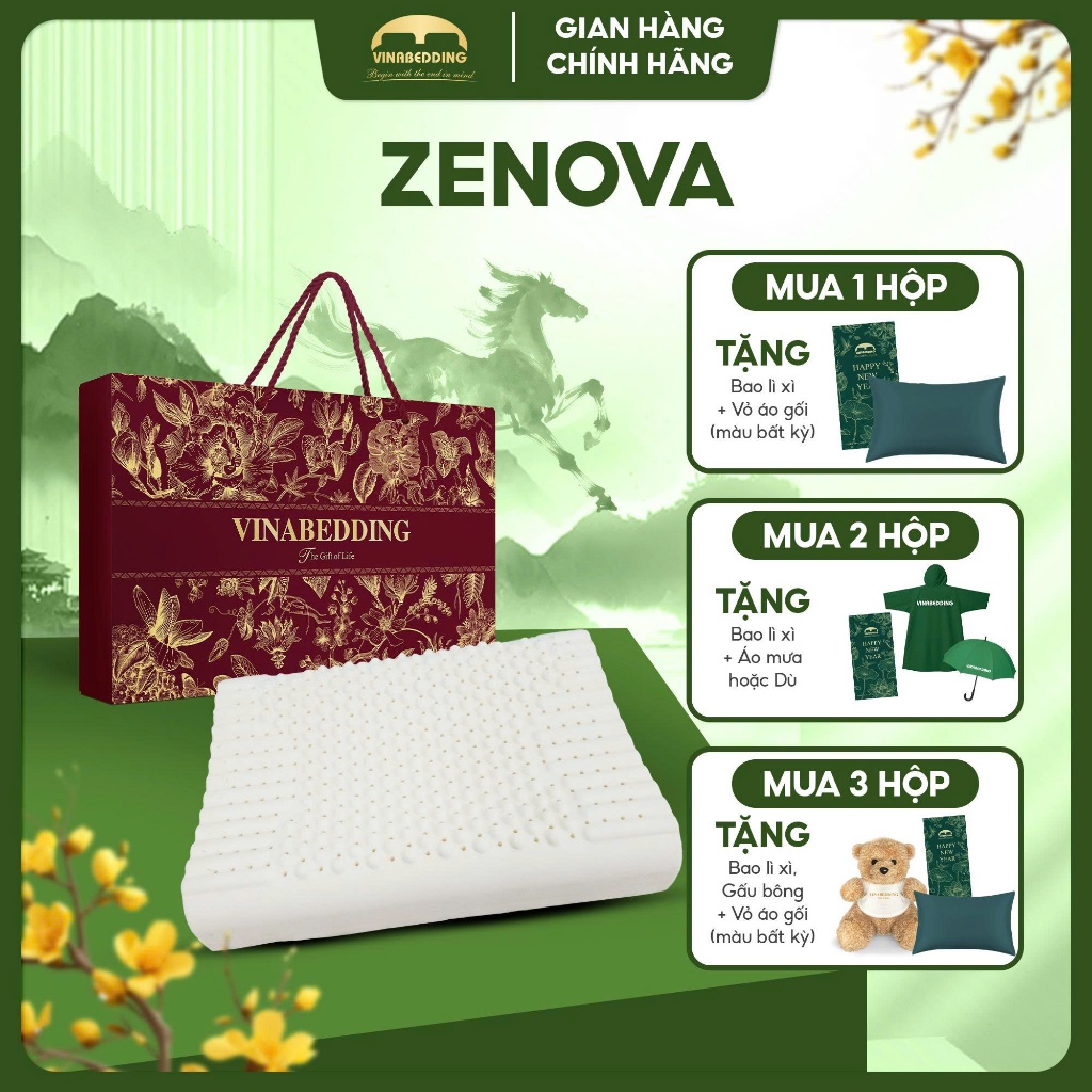 (MUA LÀ CÓ QUÀ) - GỐI CAO SU THIÊN NHIÊN THƯ GIÃN ZENOVA