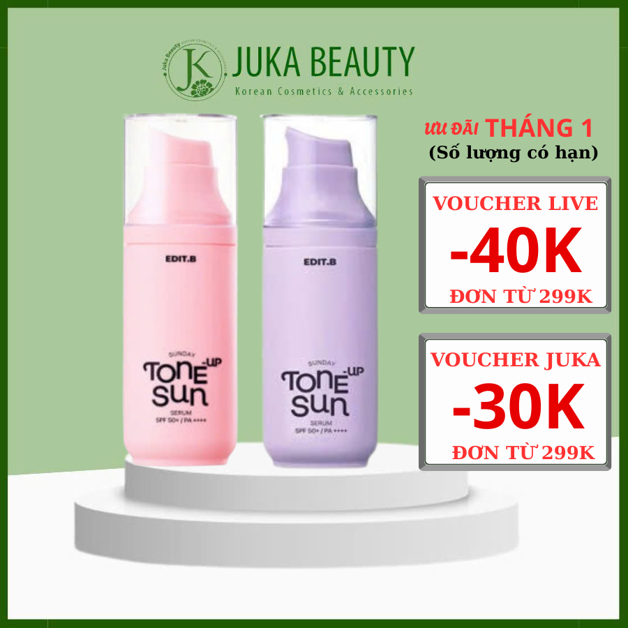 Kem chống nắng Edit.B Sunday Tone Up Sun Serum / PINK SPF50+ PA++++_55ml