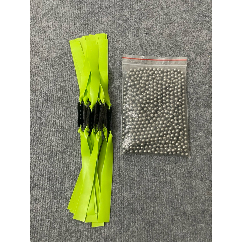 COMBO 10 dây xanh lá  kháng lực 0.55 dài 15cm kèm 1kg bi 6.35 bi 7 bi 8 lựa chọn