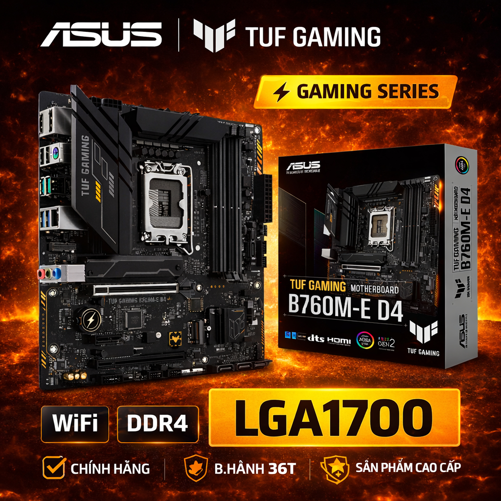 Mainboard Asus TUF Gaming B760M-E D4 | B760 DDR4 | Chính hãng