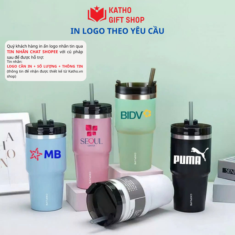 Ly giữ nhiệt Chiplife LY600 dung tích 600ml - 900ml kèm ống hút nhựa