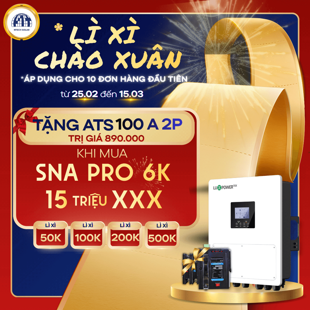 Inverter LuxPower SNA 5KW–6KW-PRO 6KW | Hệ Hybrid Hòa Lưới & Lưu Trữ | BH 3 năm