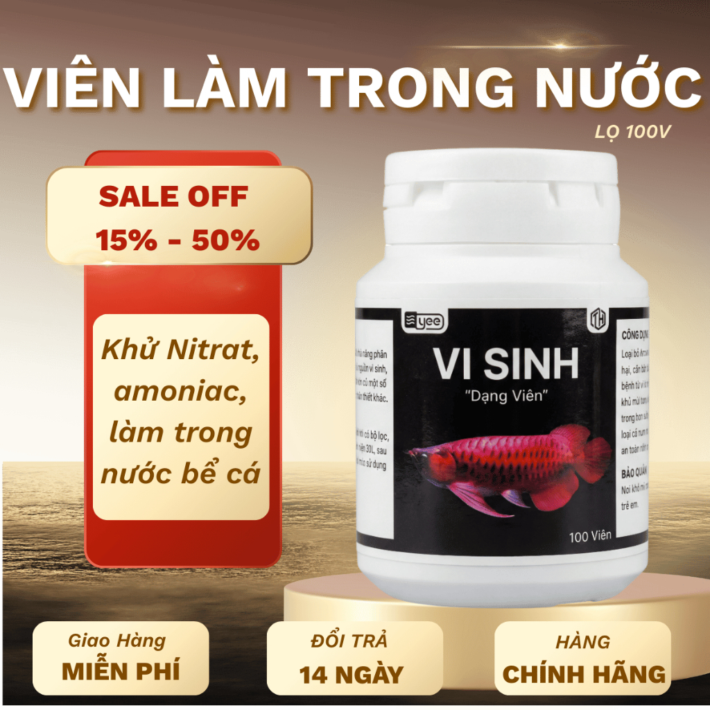 Combo 100 viên vi sinh làm trong nước, cân bằng PH, xử lý chất thải bể cá