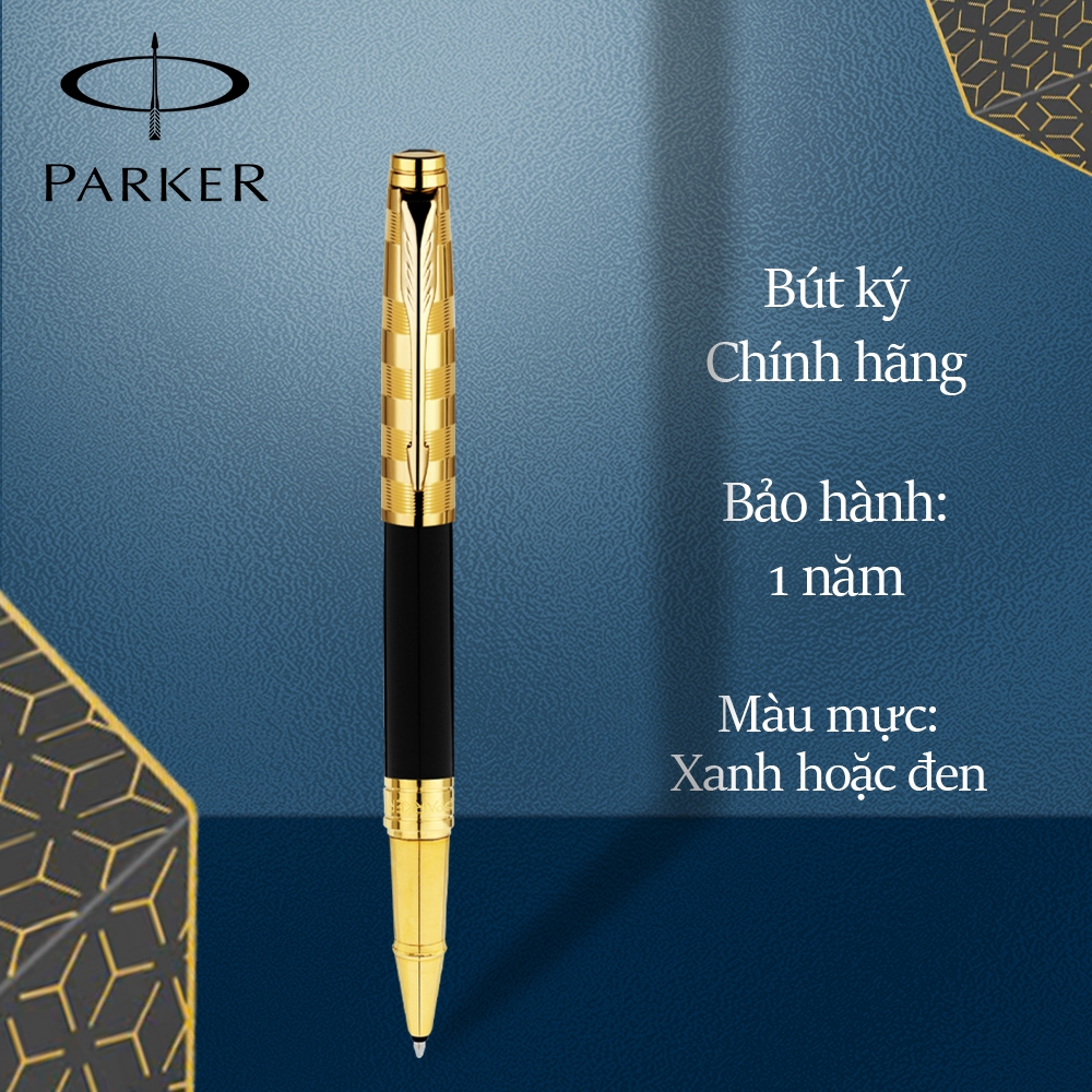 Bút Dạ Bi Parker Aster Deluxe Black and Gold GT Rollerball Pen Chính Hãng, Chất Liệu Cao Cấp