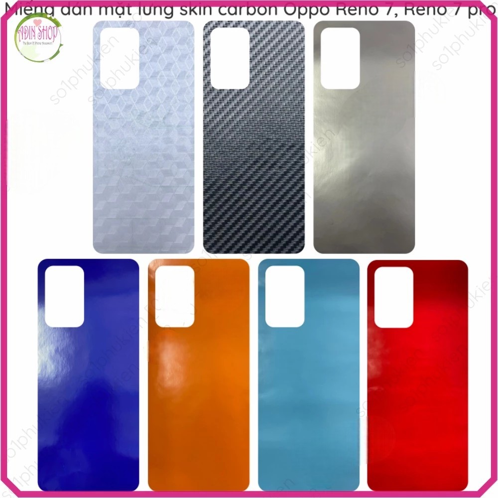 Miếng dán mặt lưng skin carbon Oppo Reno 7 5G , Reno 7 pro 5G , Reno 7z 5G , Reno 7 lite , Reno 8z 5