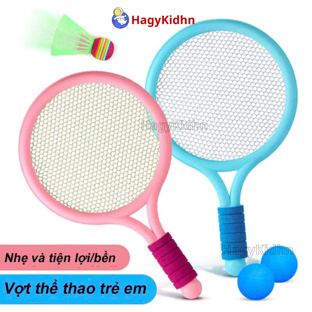 Bộ Vợt Cầu Lông Đồ Chơi Ngoài Trời Cho Trẻ Em Kèm Bóng Tennis Và Cầu Lông, Tăng Thể Chất Cho Bé