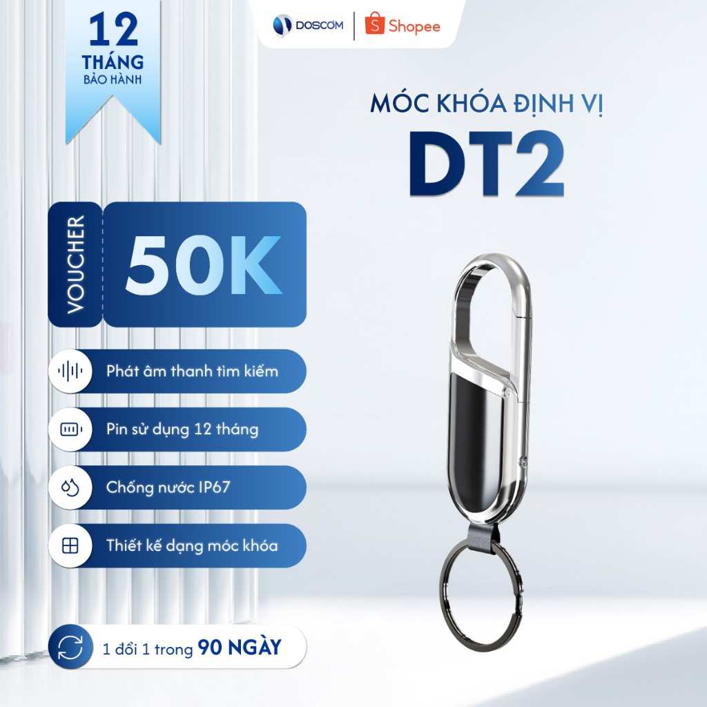 Thiết Bị Định Vị GPS Thông Minh Doscom Tag DT2 Phạm Vi Định Vị Toàn Cầu - Smart Tag iOS Find My App