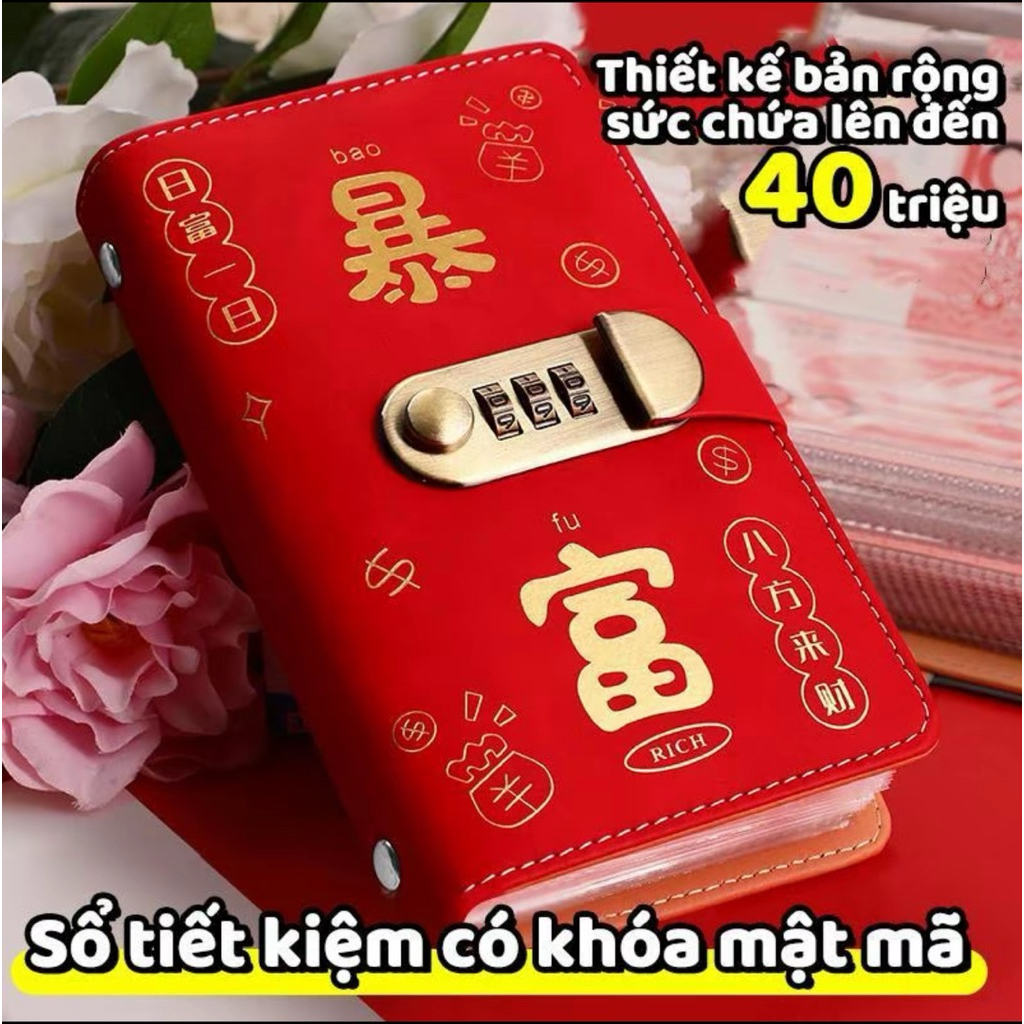 (Tặng sticker xinh) Sổ tiết kiệm đựng tiền 100 phong bì, sổ làm giàu, sổ thử thách tiết kiệm ,sổ phâ