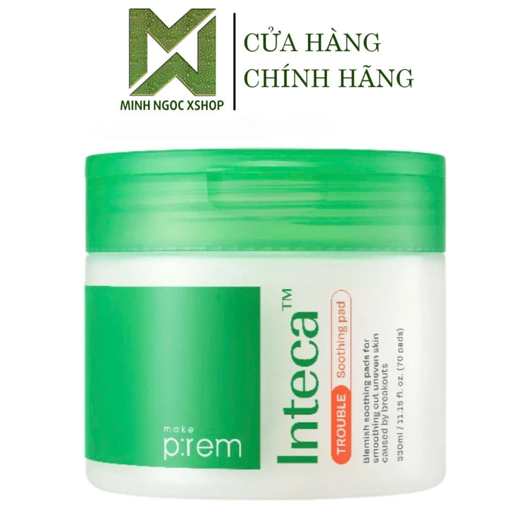 Miếng Pads đa năng MAKE P:REM ( Prem ) INTECA Trouble Soothing Pads 330ML 70 Miếng -  Chính hãng