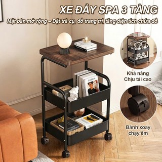 xe đẩy spa 3 tầng kệ cạnh bàn kệ cạnh bàn sử dụng cho phòng khách và phòng ngủ
