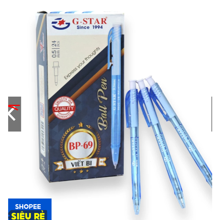 [BP-69] Hộp 24 Cây Bút Bi 0.5mm G-Star BP69 (Mực Xanh/Đỏ) Sản Xuất Tại Malaysia - NGÒI VIẾT SIÊU ÊM