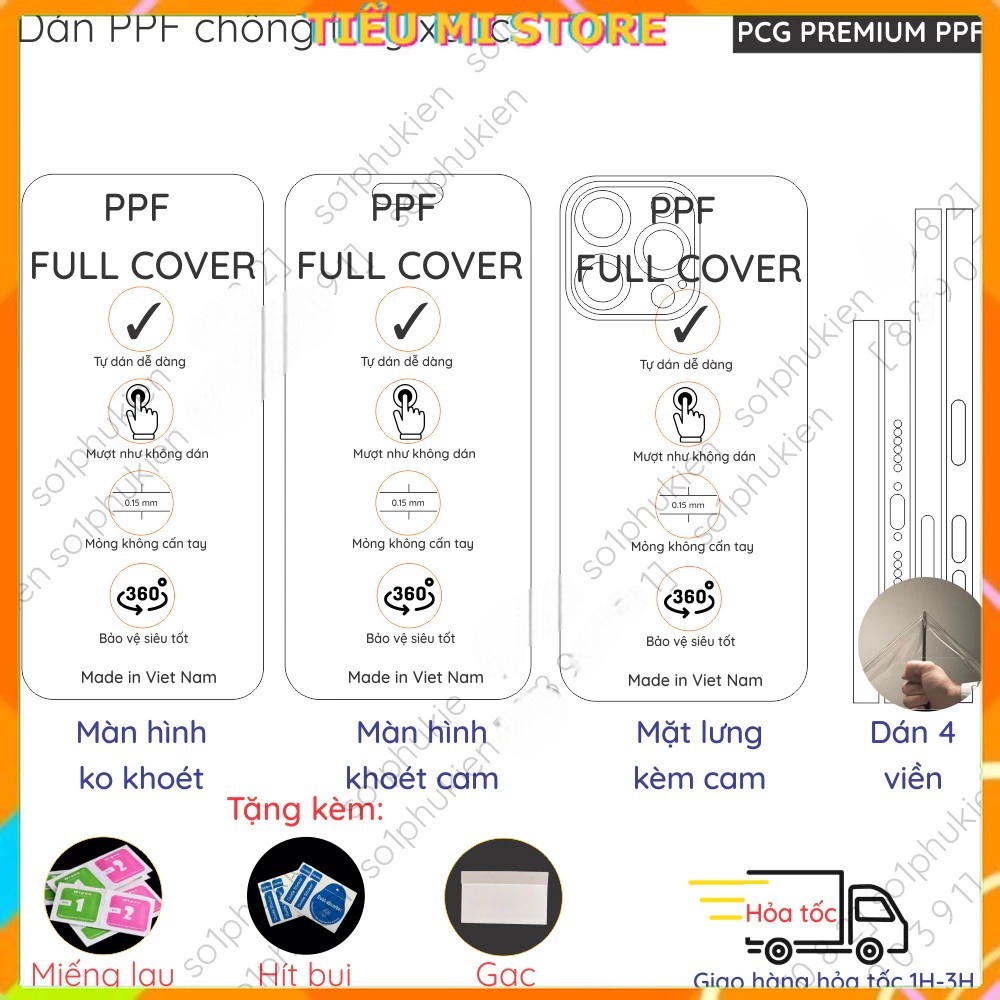 Dán PPF trong, nhám cho dành cho iPhone 15/ 15 Plus/ 15 Pro/ 15 Promax dành cho màn hình, mặt lưng v