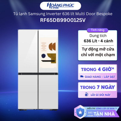 Tủ Lạnh SAMSUNG RF65DB990012SV - 4 Cửa 636L Bespoke AI - Màn Hình Family Hub™+ 32 Inch - Trắng Thạch Anh {Ship HCM 0Đ
