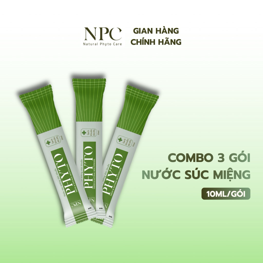 Combo 3 gói súc miệng Phyto gói 10ml làm sạch khoang miệng 99.9%, tinh dầu cam - NPC PHAR