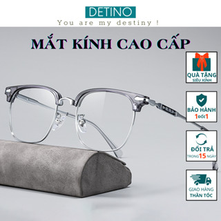 Gọng kính nam trong suốt, kính mắt nam cận thời trang chống ánh sáng xanh tia UV tròng 0 độ cao cấp Hàn Quốc DETINO K16