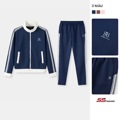 Bộ Nỉ Khóa Nữ 5S Fashion Vải Dày Dặn Thiết Kế Can Phối In Logo Cao Cấp WBNK25007