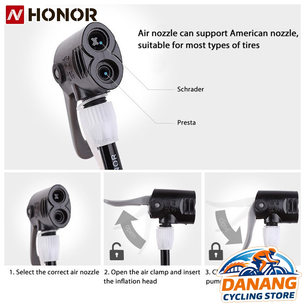 Đầu Bơm Van Xe Đạp HONOR – Chuyển Đổi Van Presta / Schrader