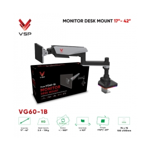 Giá đỡ LCD (Monitor Arm) VSP VG60-1B (17'-42', 13kg, Kẹp bàn, Đế RGB) Chính hãng