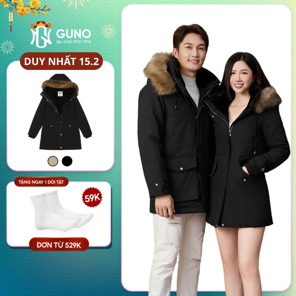Áo Khoác Parka Nam Nữ GUNO Dư Xịn Lót Lông Cao Cấp Có Mũ Siêu Ấm Áo Khoác Mùa Đông SP5 25AG145/AB148