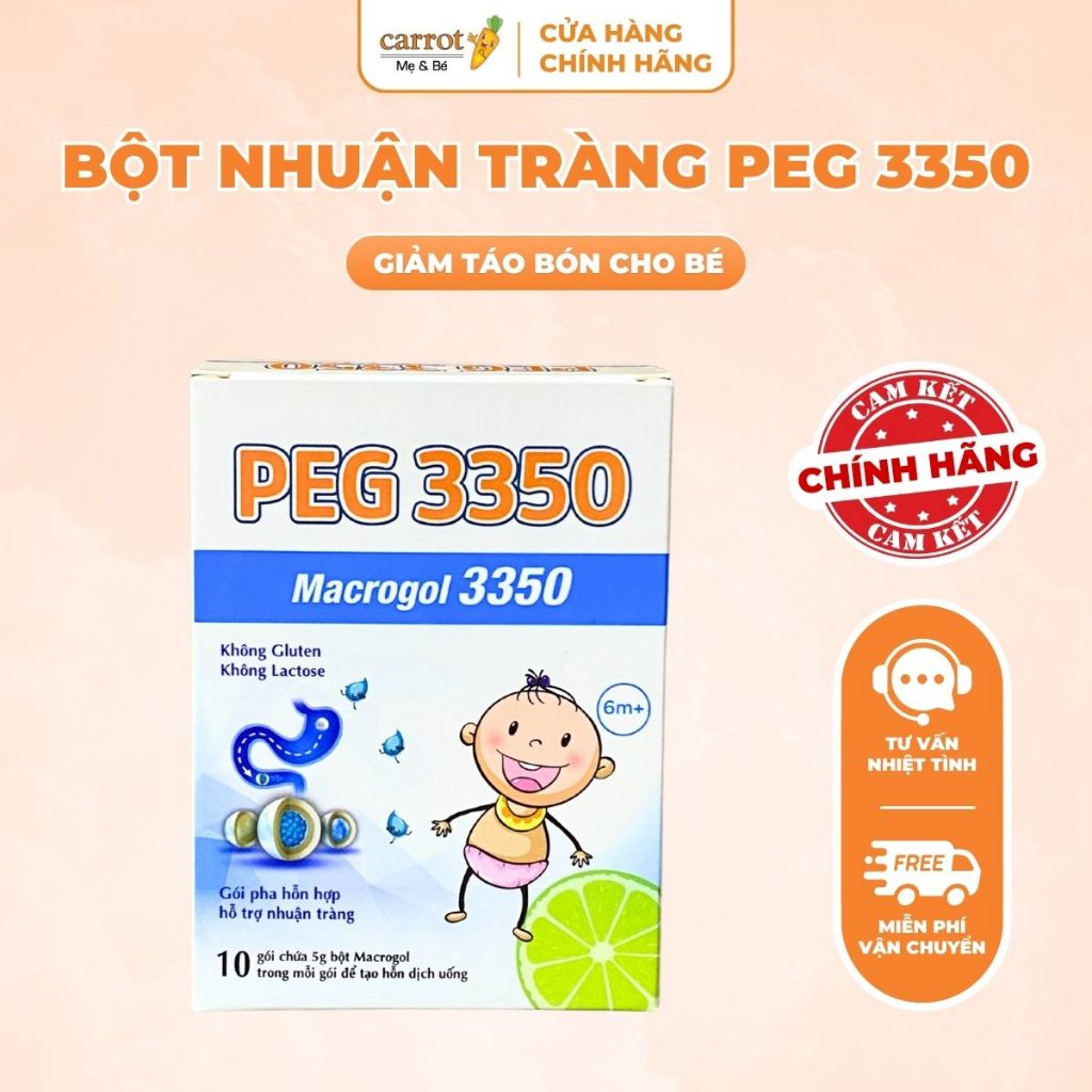 PEG 3350 Bột Nhuận Tràng Hộp 10 Gói Hỗ Trợ Giảm Táo Bón Cho Bé - Siêu Thị Mẹ Và Bé Carrot