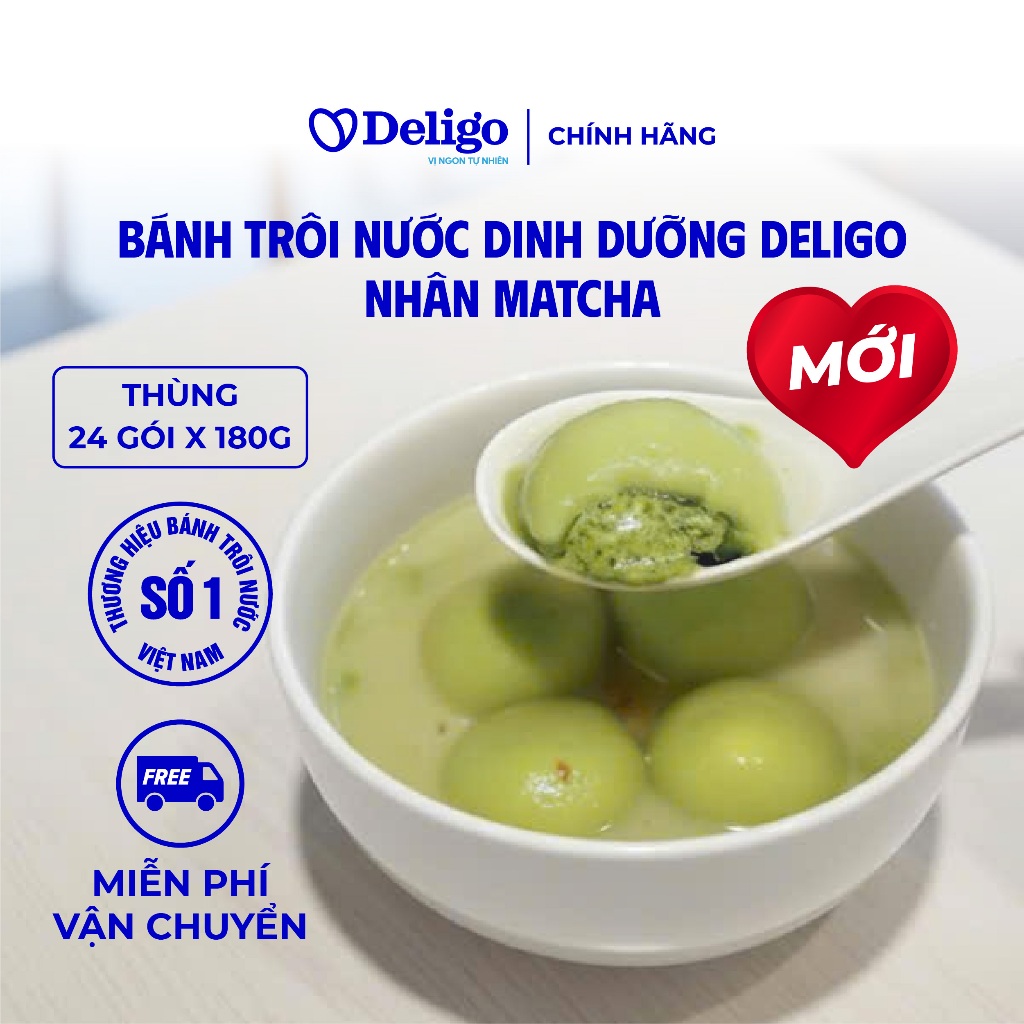 [Hỏa tốc HN] Gói 10 viên bánh trôi nước dinh dưỡng Deligo nhân Lava Matcha 180g (18g x 10)